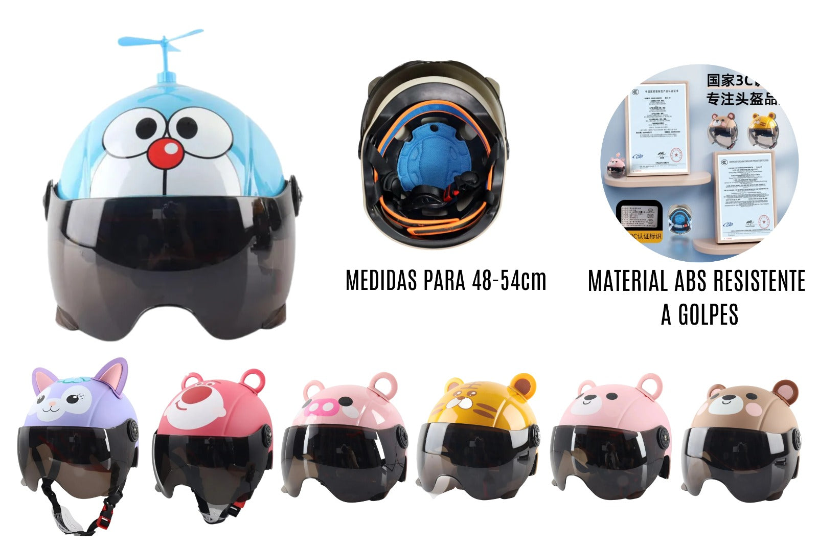 Casco Infantil para Niños y Niñas – Doble Visor, Seguro y Ajustable | Certificado